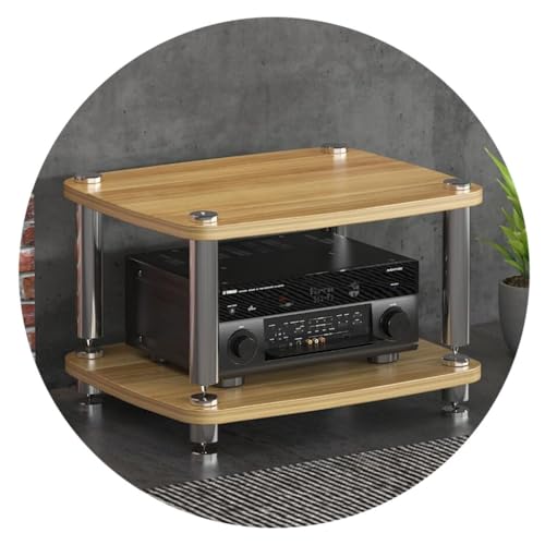 4-lagiger Audio-Schrankständer, Plattenspieler, MDF-Ständer, Audio-Rack mit stoßdämpfenden Füßen, Endstufe, Regal, Geräteschrank, Holzfarbe, 60 x 48 x 38 cm, stabiles Design von Generisch