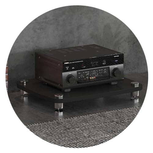 4-lagiger Audio-Schrankständer, Plattenspieler-Ständer, Audio-Rack mit stoßdämpfenden Füßen, Endstufe, Regal, Geräteschrank, schwarz, 60 x 48 x 10 cm, Soundsystem, Aufbewahrungsständer von Generisch