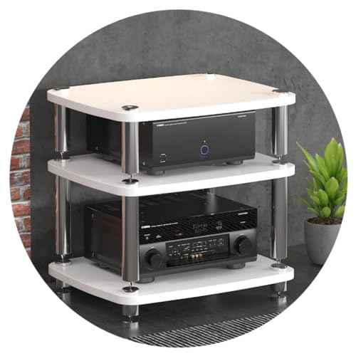 4-lagiger Audio-Schrankständer – Plattenspieler-Ständer, Audio-Rack, Endstufer-Regal mit stoßdämpfenden Füßen – stabiles Holzdesign für Home Entertainment von Generisch