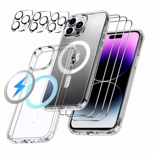 7 in 1 Set hülle für iPhone 16 - Handyhülle für iPhone 16 Case iPhone 16 360Grad Hülle Rundumschutz Schutzhülle Cover,1 Handyhülle & 3X Schutzfolie - Schutzglas & 3X Kameraschutz - Transparent von Generisch