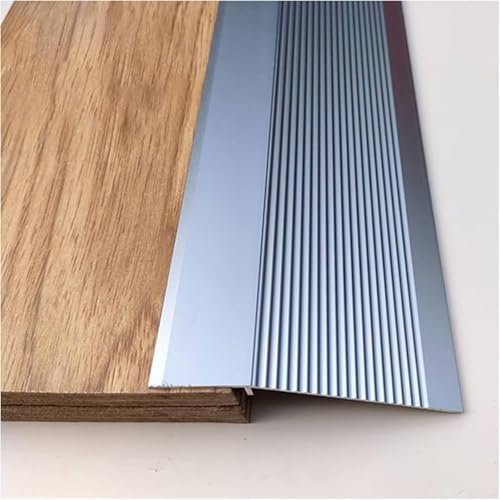 Aluminium-Boden-Übergangsstreifen für unebene graue Bodenbeläge, Reduzierstück, geriffelte Abdeckleiste für Holz-, Vinyl-Laminatböden, 10 cm breit (140 cm) von Generisch