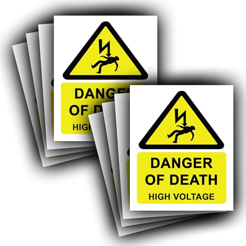 Aufkleber "Danger of Death", Hochspannung, wasserfestes Vinyl, 110 mm x 90 mm, Warnhinweis für elektrische Gefahren, 240 V, 8 Stück von Generisch