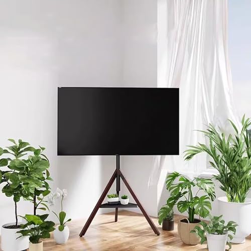 Boden-TV-Ständer mit Ablage für 81,3 cm (75 Zoll) flache/gebogene TV-Bildschirme, tragbarer LCD-TV-Ständer, Stativ mit verstellbarer Höhe, Drehgelenk, unterstützt bis zu 50 kg von Generisch