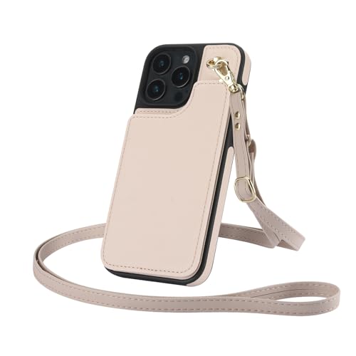 Brieftaschenhülle für iPhone 16 Pro Max/16 Pro/16 Plus/16, Handyhülle mit magnetischem Kartenhalter und Schultergurt, stoßfeste Schutzhülle von Generisch