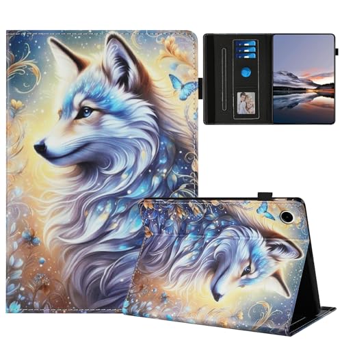 DayQiQiPu Etui für Amazon Fire HD 10 (10,1 Zoll, 9th/7th/5th Gen, 2019/2017/2015) PU Leder Arktischer Wolf Muster Flip Tablet Tasche Stand Kartensteckplätze Hülle mit Auto Schlaf/Aufwach,06 von Generisch