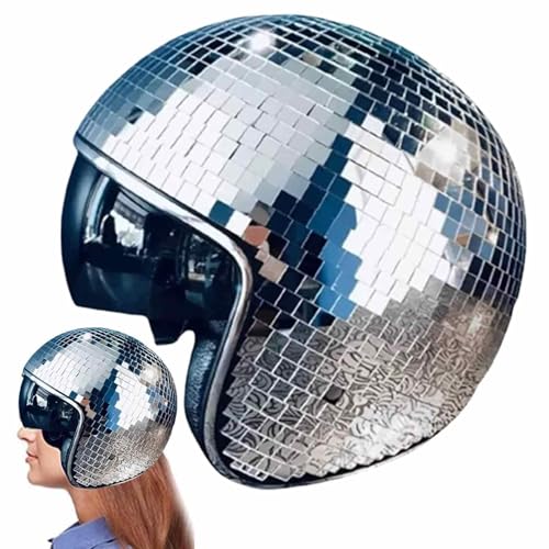 Discokugel Helm, Discokugel Hüte Mit Einziehbarem Visier, Hut Aus Glitzerndem Verspiegeltem Glas Hut Geeignet Für DJ-Club, Bühne, Bar, Party, Hochzeit, Urlaub von Generisch