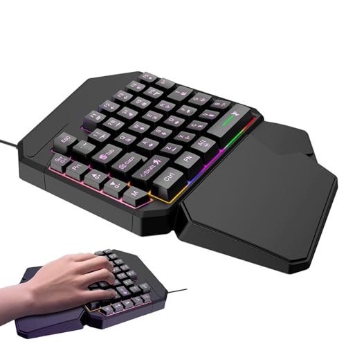 Ergonomische Game-Tastatur - Programmierbare Handy 1 Hand Tastatur - Mobile Controller Game Keyboard, Tastatur Handys, Ergonomischer Gamecontroller für PC Gamer, Plugplay von Generisch