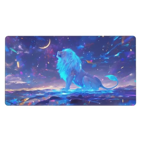 Gaming Mauspad XXL,1200 x 600 x 3mm Mousepad Verlängertes Groß Mauspad Schreibtischauflage,Genähte Kanten Rutschfeste Gummibasis,Verbessert Präzision und Geschwindigkeit Home Office Blauer Löwe L-2827 von Generisch