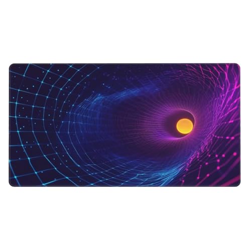 Gaming Mauspad XXL,1200 x 600 x 3mm Mousepad Verlängertes Groß Mauspad Schreibtischauflage,Genähte Kanten Rutschfeste Gummibasis,Verbessert Präzision und Geschwindigkeit Home Office Lila Gitter L-2728 von Generisch