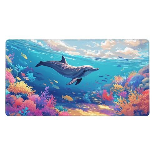 Gaming Mauspad XXL 1200x600x3mm Mousepad Verlängertes Groß Mauspad Schreibtischauflage,Genähte Kanten Rutschfeste Gummibasis,Verbessert Präzision Geschwindigkeit Home Office Schildkrötenkoralle L-1815 von Generisch