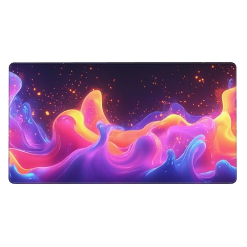 Gaming Mauspad XXL 1400x600x4mm Großes Mousepad mit Ernähten Kanten, Wasserdicht und Rutschfest Tastatur Matte, Verbessert Präzision und Geschwindigkeit, für Büro, PC Laptop Pad Abstrakte Flamme Z4159 von Generisch