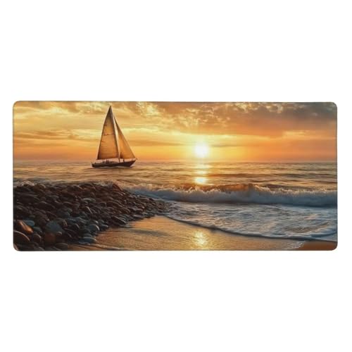 Gaming Mauspad XXL 800x300x3 mm Strandsegelboot Mousepad Großer Erweiterter Schreibtisch Schutz, Wasserdicht und Schmutzabweisend Keyboard Mat mit rutschfeste Gummibasis für Home Büro Computer D3405 von Generisch