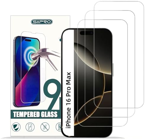 Gehärtetes Glas für iPhone 16 Pro Max (6,9 Zoll), 3 Stück Schutzfolie, Ultra HD Transparent, Ultra strapazierfähig, blasenfrei, Härtegrad 9H, kratzfest, 0,33 mm, Anti-Fingerabdruck von Generisch