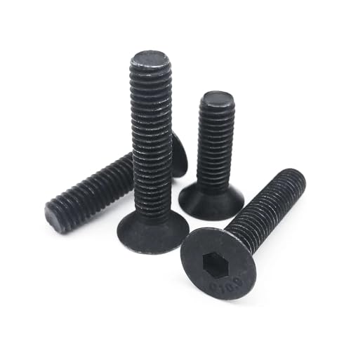 Generico M3 M4 M5 M6 Edelstahl 304 Schwarz Stufe 10.9 Flachkopfschraube Innensechskant Senkkopfschraube mit Innensechskant (Class steel,10MM_M5 (10PCS)) von Generisch