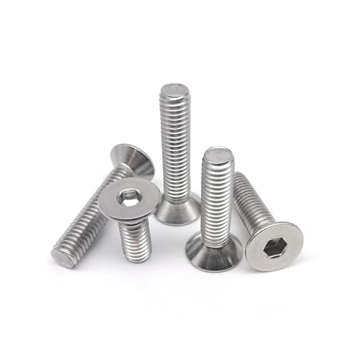 Generisch 10/50 Stück M3 M4 M5 M6 M8 DIN7991 Schwarz Level 10.9 Stahl 304 Edelstahl Innensechskant Flachsenkkopfschraube(Stainless,40MM_M4*10PCS) von Generisch