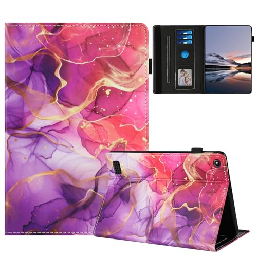 Generisch DayQiQiPu Hülle für Amazon Fire 7 (7 Zoll, 9th/7th/5th Gen, 2019/2017/2015) PU Leder Rosa-Gold Marmor Muster Flip Tablet Tasche Stand Kartensteckplätze Etui mit Auto Schlaf/Aufwach,02 von Generisch