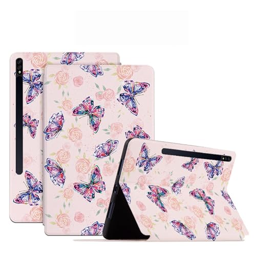 Generisch DayQiQiPu Hülle für Samsung Galaxy Tab S10 Ultra 14,6 Zoll SM,X920/X926B PU Leder Schmetterling Blume Serie Muster Flip Ultradünne Tablet Hülle mit Auto Schlaf/Aufwach Schutzhülle,01 von Generisch