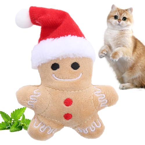 Gingerbread Cat Toy - Portable Stuffed Gingerbread Man Catnip Toy for Cats Interactive | Cat Pet Christmas Toy | Christmas Cat Teething Toy Reduce Boredom and Unease Kitten Teething Toys von Generisch