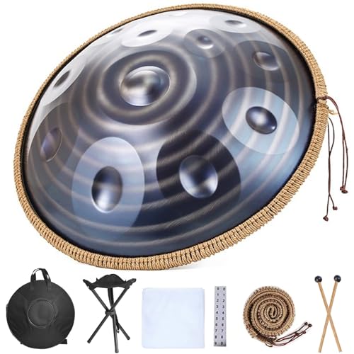 Handpan Schlagzeug Set, 22 Zoll Stahltrommel mit 9/10/12 Noten für Anfänger, 432HZ/440HZ Tuning, inklusive Softtasche, Schlägel, Ständer, Staubfreies Tuch Handpan Schlagzeug Set, 22 Zoll Stahltrommel mit 9/10/12 Noten für Anfänger, 432HZ/440HZ Tuning, inklusive Softtasche, Schlägel, Ständer, Staubfreies Tuch von Generisch