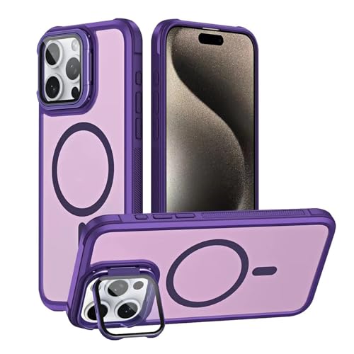 Hülle Für iPhone 15 Pro Max/15 Pro/15 Plus/15, Magnetische Hülle Mit Ständer Mit Kameraschutz, Hülle Transparent Leicht Dünn Matte Touch(Purple,15 Plus) von Generisch