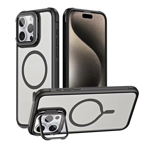 Hülle Für iPhone 15 Pro Max/15 Pro/15 Plus/15, Magnetische Hülle Mit Ständer Mit Kameraschutz, Hülle Transparent Leicht Dünn Matte Touch(Schwarz,15 Pro Max) von Generisch