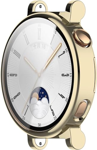 Hülle für Schutzfolie Kompatibel mit Huawei Watch GT4 41mm Schutzhülle, Flexibles TPU Displayschutz Case Kratzfest Abdeckung Schutz Gehäuse für Huawei Watch GT4 41mm Smartwatch(Gold) von Generisch