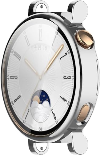 Hülle für Schutzfolie Kompatibel mit Huawei Watch GT4 41mm Schutzhülle, Flexibles TPU Displayschutz Case Kratzfest Abdeckung Schutz Gehäuse für Huawei Watch GT4 41mm Smartwatch(Silber) von Generisch