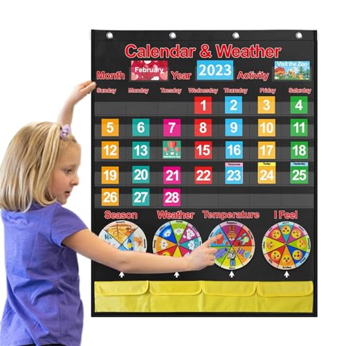 Kalender-Taschendiagramm | Kalender für Kinder mit 95 illustrierten Karten | Plattenspieler-Design-Kalenderset für Grundschul- und Homeschool-Kalender für Kinder von Generisch