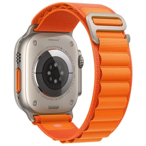 Kompatibel mit Apple Watch Ultra 2/1 Armband, Alpine Loop Ultra Textil Stretch Nylon Sport Strap Geflochtenes für 42mm 41mm 40mm 38mm iWatch Series SE10/9/8/7/6/5/4/3 Herren Damen,Orange von Generisch