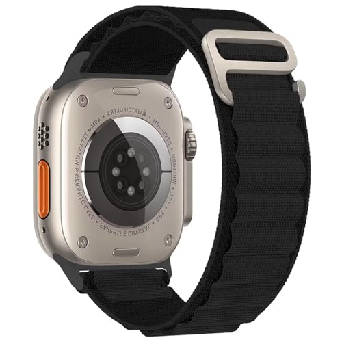 Kompatibel mit Apple Watch Ultra 2/1 Armband, Alpine Loop Ultra Textil Stretch Nylon Sport Strap Geflochtenes für 49mm 46mm 45mm 44mm iWatch Series SE10/9/8/7/6/5/4/3 Herren Damen,Schwarz von Generisch