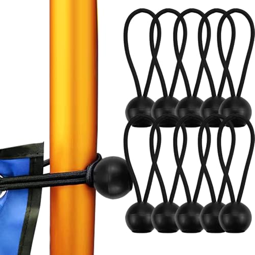 Kugel-Bungee-Schnüre | Elastische wetterfeste Schwarze Spanngurte mit Bällen,Heavy Duty Tarp Bungee Cords String für Camping, Zelte, Tarps, Baldachin, Haltedraht von Generisch