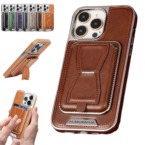 Luxury Leather for Iphone Case with Removable Magnetic Tape, Luxury Leather Phone Case, Leather Magnetic Wallet Case for Iphone with Invisible Stand for Iphone 15 14 13 12 Series (13promax,Brown) von Generisch
