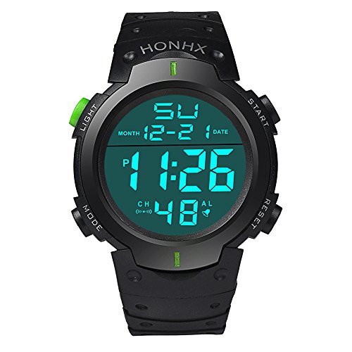 Modische Armbanduhr für Herren und Jungen, LCD-Digital-Stoppuhr, Datumsanzeige, Gummi, Sport-Armbanduhr, zum Aufziehen, grün, Einheitsgröße Modische Armbanduhr für Herren und Jungen, LCD-Digital-Stoppuhr, Datumsanzeige, Gummi, Sport-Armbanduhr, zum Aufziehen, grün, Einheitsgröße von Generisch