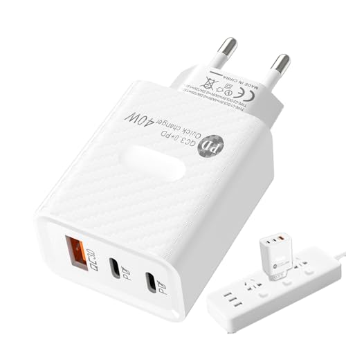 Multi-Port-USB-Ladegerät, Typ-C-Wandladegerät,Reiseladegerät Ladeblock - Typ-C-Adapter 40 W, Reisestecker-Adapter, Schnellladung, 3-Port-Wandladegerät für Smartphone, Tablet, Laptop von Generisch