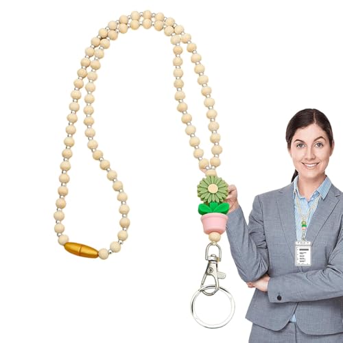 Perlen-Lehrer-Lanyard, Lehrer-Lanyard mit Ausweishalter - Schlüsselbänder mit Blumenperlen für Ausweise und Schlüssel,Süßes Mode-Lehrer-Schlüsselanhänger-Lanyard für Krankenschwester-Abzeichen, Labor- von Generisch