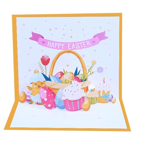 Pop -up -Osterkarten für Kinder, Frohe Ostern Pop -up -Karten | Ostereier Pop -up -Karten | Feierlichkeiten, Happy Frühlings -Souvenir, Feiertagspostkarten für Osterfeiertag von Generisch