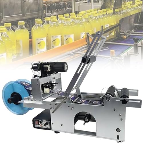 Pro selbstklebende Etikettiermaschine, halbautomatische Rundflaschen-Etikettiermaschine, Breite 10–160 mm, Länge 10–300 mm, Etikett 30 mal/min, ideal für kleine Unternehmen von Generisch