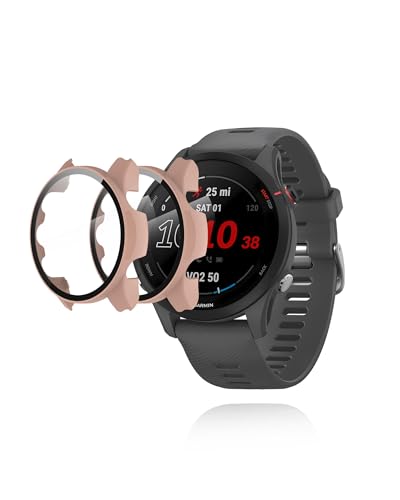 Schutzhülle für Garmin Forerunner 255/255S Smartwatch, harte PC-Hülle mit Displayschutz aus gehärtetem Glas, integriertes Design für ultimativen Smartwatch-Schutz, Rosa von Generisch