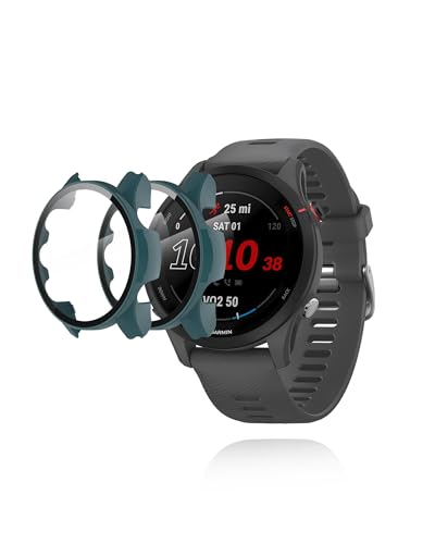 Schutzhülle für Garmin Forerunner 255S Smartwatch, harte PC-Hülle mit Displayschutz aus gehärtetem Glas, integriertes Design für ultimativen Smartwatch-Schutz, Grün von Generisch