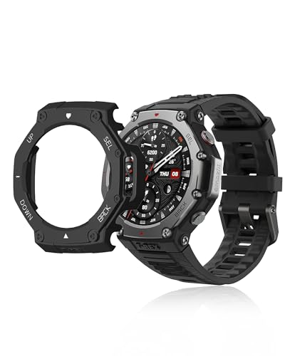 Schutzhülle für Huami Amazfit T-rex3 Smartwatch - TPU Half - Cover Schutzhülle für unübertroffenen Schutz, Schwarz-Weiß von Generisch