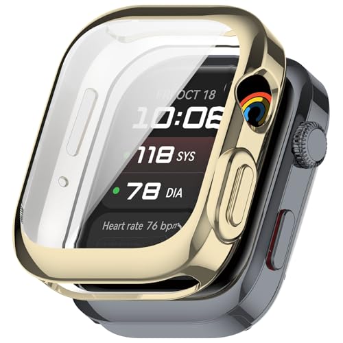 Schutzhülle kompatibel mit Huawei Watch D2 mit Displayschutzfolie, flexibles TPU, stoßfest, kratzfest, für Huawei Watch D2 Smartwatch (Gold) von Generisch