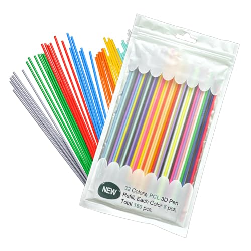 -Stift-Filament-Nachfüllpackung, -Drucker-Stift-Filament, 2,5 mm, -Druckstift-Nachfüllungen, flexible Filamentstiftfüllung, 160 Stück, lebendige Farben, Niedertemperatur-Filament für Drucker von Generisch