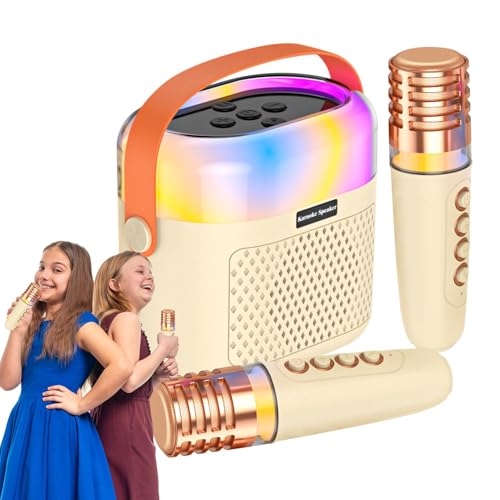 Tragbare Karaoke-Maschine, Kinder-Karaoke | 1200 mAh singende Karaoke-Maschine für Kinder - 2 kabellose Mikrofone, Karaoke-Lautsprecher, Karaoke-System für Weihnachten und Halloween von Generisch