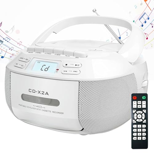 Tragbarer CD-Kassettenspieler Combo mit FM-Radio, USB/AUX-Wiedergabe, Stereo-Sound, Fernbedienung, Bandaufnahme, AC/DC-Stromversorgung für Home Office Entertainment Tragbarer CD-Kassettenspieler Combo mit FM-Radio, USB/AUX-Wiedergabe, Stereo-Sound, Fernbedienung, Bandaufnahme, AC/DC-Stromversorgung für Home Office Entertainment von Generisch