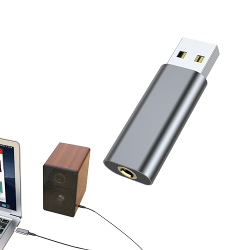 USB-Audio-Adapter, 3,5-mm-Soundkarte für PC, Plug-and- , tragbare USB-Audio, tragbare Soundkarte, Treiberfreie USB-Audio-Schnittstelle für Headset, Kopfhörer, Laptop von Generisch