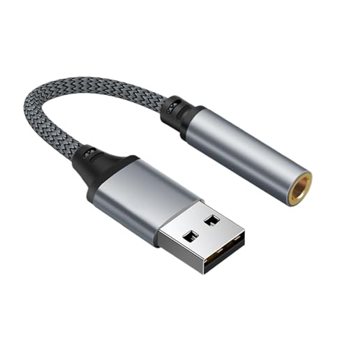 USB-Kopfhöreranschluss-Adapter, Stereo-Soundkartenkabel, Plug-and-Play-Audio-Konverter für Headset, PC, Laptop und Desktop, verbessert die Audioqualität und Kompatibilität von Generisch