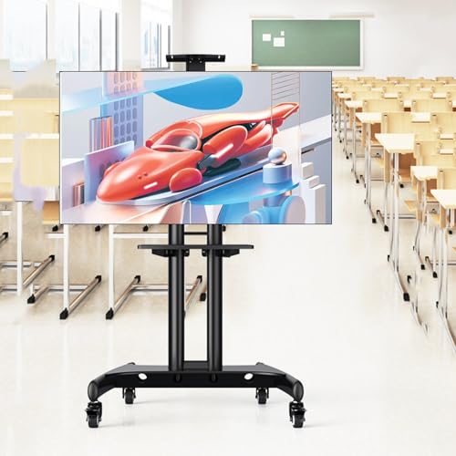 Universal-TV-Ständer mit Rollen, robuster Stahlrahmen, mobiler TV-Wagen für 81,3 cm (75 Zoll) / 50 cm (90 Zoll) große Fernseher, höhenverstellbarer TV-Bodenständer mit Rädern von Generisch