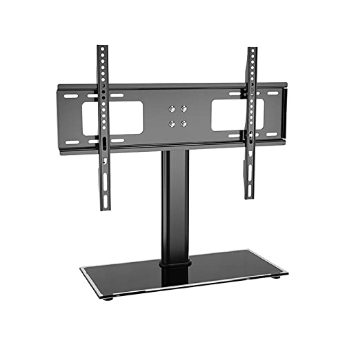 Verstellbarer Tisch-TV-Ständer für 94-140 cm (37 Zoll) LED-Bildschirme, robuster Glassockel, bis zu 50 kg Tragkraft von Generisch