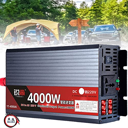 Wechselrichter mit LCD-Display, 12 V - 6500 W, für Wohnmobil, LKW, Auto, Camping, AC 230 V DC 12 V, Dual-Ausgänge, zwei Ventilatoren, 8500 W Kapazität von Generisch