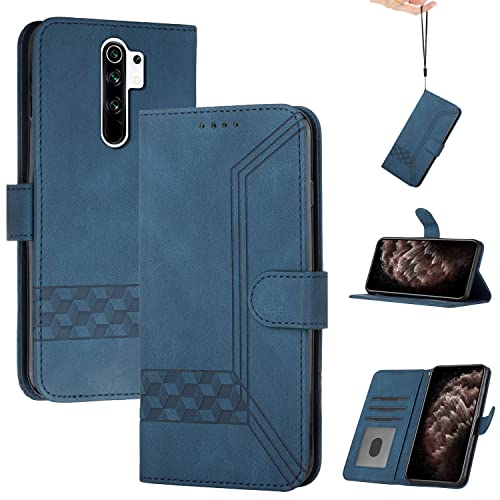 Genlision Handyhülle Kompatibel Mit Redmi 9/Redmi 9 Power/Xiaomi Poco M2,Premium PU Leder Schutzhülle Abdeckung,TPU-Innenschale,Magnetverschluss,Standfunktion, Kartenschlitz-Blau von Genlision